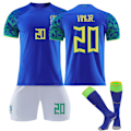 Miniatyrbillede 1 af 2: 22-23 Brasilien udebanetrøje Blå trøje fodbolddragt 20# VINIJR. M