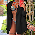 Miniatyrbilde 3 av 4: Kvinner Langarmede Business Jakker Work Cardigan Jakke Single Breasted Blazers - Black M