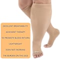 Miniatyrbillede 3 af 5: Kompressionsstrømper til mænd og kvinder, Plus Size kompressionsstrømper med bred læg, høje knæstrømper til flyrejser black 4XL