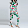 Miniatyrbillede 4 af 4: Kvinde Dyre Pyjamas Onesie Jule Bodydragt Jumpsuit Langærmet Nattøj W Green M