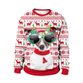 Miniatyrbilde 1 av 3: Julegenser Vinter Høst Crew Neck Topper Sweatshirt Med Ren Santa Trykk Dog XL