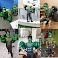 Miniatyrbild 4 av 4: 2023 Barn Grön Giant Hero Muscle Halloween Kostymer Fancy Pojkar Superhjältar Karneval Cosplay Kläder Mask Barn Julklappar mask L