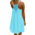 Miniatyrbild 2 av 4: Sommarklänning för kvinnor ärmlös Casual Swing Beach Sundress Light Blue M