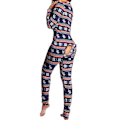 Miniatyrbillede 1 af 3: Kvinde Dyre Pyjamas Onesie Jul Heldragt Jumpsuit Langærmet Natdragt W Royal Blue L