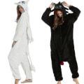 Miniatyrbild 1 av 2: Tandlös drake Vit Svart Onesie Vuxen unisex flanellpyjamas Anime Cosplay Träna din natt Fury Sovkläder V Yz Black S  140*155cm