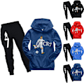 Miniatyrbillede 5 af 6: Ronaldo CR7 Børne Hoodie Sweatshirt Trøje Toppe+Bukser Træningsdragt Outfits Sort V . Black 140cm