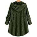 Pikkukuva 2 / 3: Naisten hupullinen teddykarhutakki Solid V Green 4XL