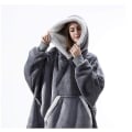 Miniatyrbilde 1 av 2: Oversized hettegenser filt Bærbar lam fløyel Lazy filt Yz gray