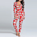 Miniatyrbillede 3 af 4: Kvinde Dyre Pyjamas Onesie Jule Bodysuit Jumpsuit Langærmet Natkjole W Letters L