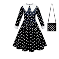 Pikkukuva 1 / 3: Keskiviikko Addams Cosplay-asusetti Karnevaalijuhla naamiaisasu dress and bag 140cm