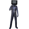 Miniatyrbillede 1 af 11: Skibidi Toilet TV Man Jumpsuit Cosplay Halloween kostume til børn Yz Black TV Man Kids 140