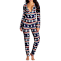 Miniatyrbillede 3 af 3: Kvinde Dyre Pyjamas Onesie Jul Heldragt Jumpsuit Langærmet Natdragt W Royal Blue L