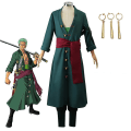 Miniatyrbillede 1 af 5: One Piece Zoro Cos Tøj Og Anime Zoro To År Senere Halmhat Rollespil Cosplay Kostumefest Jul Halloween Kostume