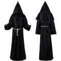 Pikkukuva 3 / 4: Halloween Cosplay-asu, muinainen puku, keskiaikainen munkkikaapu, munkkiasu, velhoasu, pappisasu, Cos-asu FPDM brown S