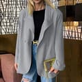Kvinnor Långärmade Business Jackor Work Cardigan Jacka Single Breasted Blazers - Light Grey M