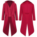 Miniatyrbild 1 av 6: Män Medeltiden Ancient Swallowtail Coat Lång Klänning frack W Red 2XL