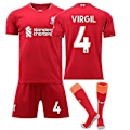 Pikkukuva 1 / 2: 22/23 Liverpool Hem Salah Mane Pojkar Vuxen Fotbollströja Träningsdräkter VIRGIL NO.4 XS