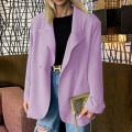 Miniatyrbillede 1 af 4: Kvinder Langærmede Business Jakker Work Cardigan Jakke Single Breasted Blazers - Light Purple 3XL
