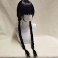 Miniatyrbillede 8 af 11: Barn Piger Onsdag Addams Paryk Lang Lige Midterskilning Varme R blackB no bangs
