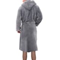 Miniatyrbillede 2 af 3: Herre fleece hætte plys lang badekåbe grey M