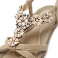 Miniatyrbild 3 av 5: Womens Summer Sandaler Bohemian Flower Rhinestone Large Size Flat Shoes Beach Sandals Apricot EU 41