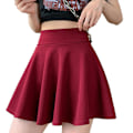 Miniatyrbild 1 av 5: Kvinnors Basic Mångsidig Stretchy Utsvängd Casual Mini Skater kjol raspberry L