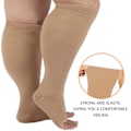 Miniatyrbillede 4 af 5: Kompressionsstrømper til mænd og kvinder, Plus Size kompressionsstrømper med bred læg, høje knæstrømper til flyrejser black 4XL