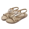 Miniatyrbillede 5 af 5: Dames Sommersandaler Bohemian Blomster Rhinestone Store Størrelse Flade Sko Strandsandaler Apricot EU 39