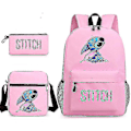 Miniatyrbild 1 av 4: Lilo Stitch Ryggsäck Tredelad set skolväska barn för pojke flicka present V Pink