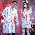 Pikkukuva 5 / 5: Halloween-zombikläder cos skräckläkare blodig vuxenkostym maskeradfest gril M