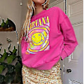 Pikkukuva 1 / 2: Nirvana Smiley Face Crewneck Sweatshirt Heliconia Color Nirvana Sweatshirt Present Pink M