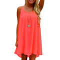 Miniatyrbild 1 av 4: Sommarklänning för kvinnor ärmlös Casual Swing Beach Sundress Fluorescent red M