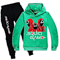 Miniatyrbild 1 av 2: Squid Game Kids Sport Träningsoverall Set Huvtröja Byxor Outfit Kläder V Green 3-4 Years