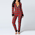 Miniatyrbillede 3 af 3: Kvinde Dyre Pyjamas Onesie Jule Bodydragt Jumpsuit Langærmet Nattetoi W Stitching Plaid L