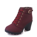 Miniatyrbilde 1 av 2: Kvinners casual høyhælte vanntette varme ankelstøvler Wine Red 35