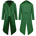 Miniatyrbilde 1 av 5: Menn Middelalderen Ancient Swallowtail Frakk Lang Kjole frack W Green 2XL