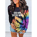 Miniatyrbillede 2 af 5: Kvinde Tie Dye Sweatshirt Casual Langærmede Toppe Print Trøje Casual Skjorte 6