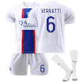 Miniatyrbillede 1 af 2: 2022-2023 Paris Borta Fodboldtrøje Sæt Mbappe No. 6 Verratti W 18 (100-110cm)