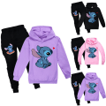 Miniatyrbild 2 av 3: Lilo Stitch Kid Pojkar Huvtröja Jogger Träningsbyxa 2 ST Kläder W purple V . purple 150cm
