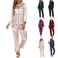 Miniatyrbillede 4 af 4: Kvinde Solid Pyjamas Sæt Nattøj Pyjamas Knap Casual Dragt Red XXL
