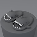 Miniatyrbild 1 av 2: Shark Tofflor Halkfria duschtofflor Badrumstofflor Mjuka sommarsandaler för flickor och pojkar Nyhet Grey 40 41