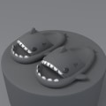 Miniatyrbild 1 av 2: Shark Tofflor Halkfria duschtofflor Badrumstofflor Mjuka sommarsandaler för flickor och pojkar Nyhet V Grey 40 41