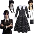 Miniatyrbilde 1 av 3: Onsdag Addams Cosplay Jenter Barnkjole Parykkveske Festkostyme Karneval Halloween Film Rollespill Fancy Dress Up Klær Only Wig A Style One Size