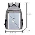 Pikkukuva 5 / 5: Kestävä suuri reppu USB-portilla - Harmaa gray