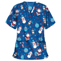 Miniatyrbild 1 av 2: Jul sjuksköterska Uniform Kvinnor V-hals Print T-shirt Casual Kortärmad Pocket Toppar W 1 XXXL