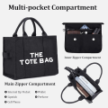 Miniatyrbilde 4 av 5: Dame Canvas Tote Bag Casual Canvas Messenger Bag Axelväska Svart