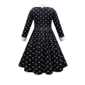 Miniatyrbild 3 av 5: Girls Cosplay Onsdagsdansklänning Kostym med peruk W Dress 160cm