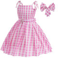 Miniatyrbillede 1 af 5: Rosa Kjole, Barbie Tøj Til Pige, Bar-bie Kostume Kjole Outfit Til Børn Rosa Fest Film Cosplay Halloween Kostume Med Tilbehør Dress 150cm