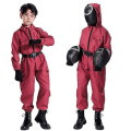 Miniatyrbild 2 av 2: Barns Squid Play Kostym Cosplay Jumpsuit + Mask W Triangles 130cm