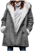 Varm vinterkåpe med fleecefôr og hette for damer - Casual Plus Size Parka Gray 2XL